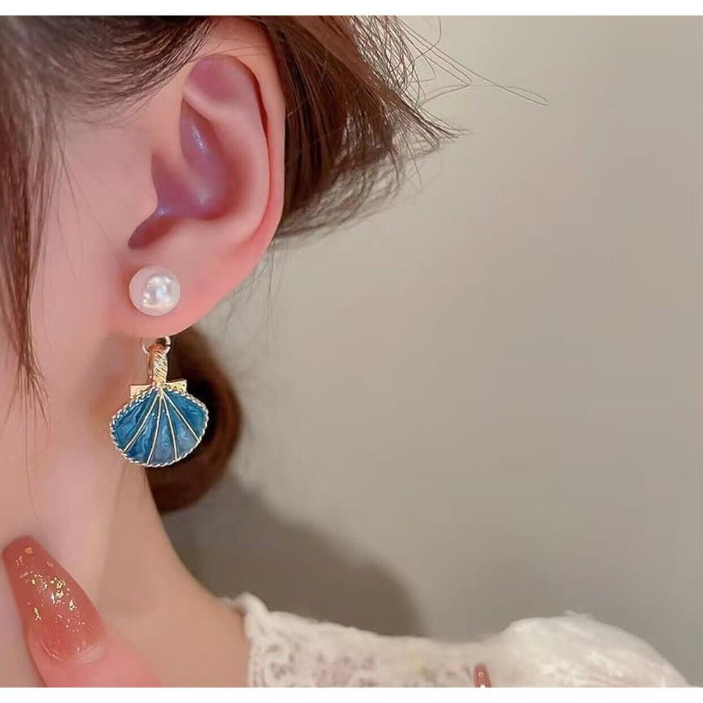 Pearl Shell Pearl Zirconia Pearl Stud Earrings‎